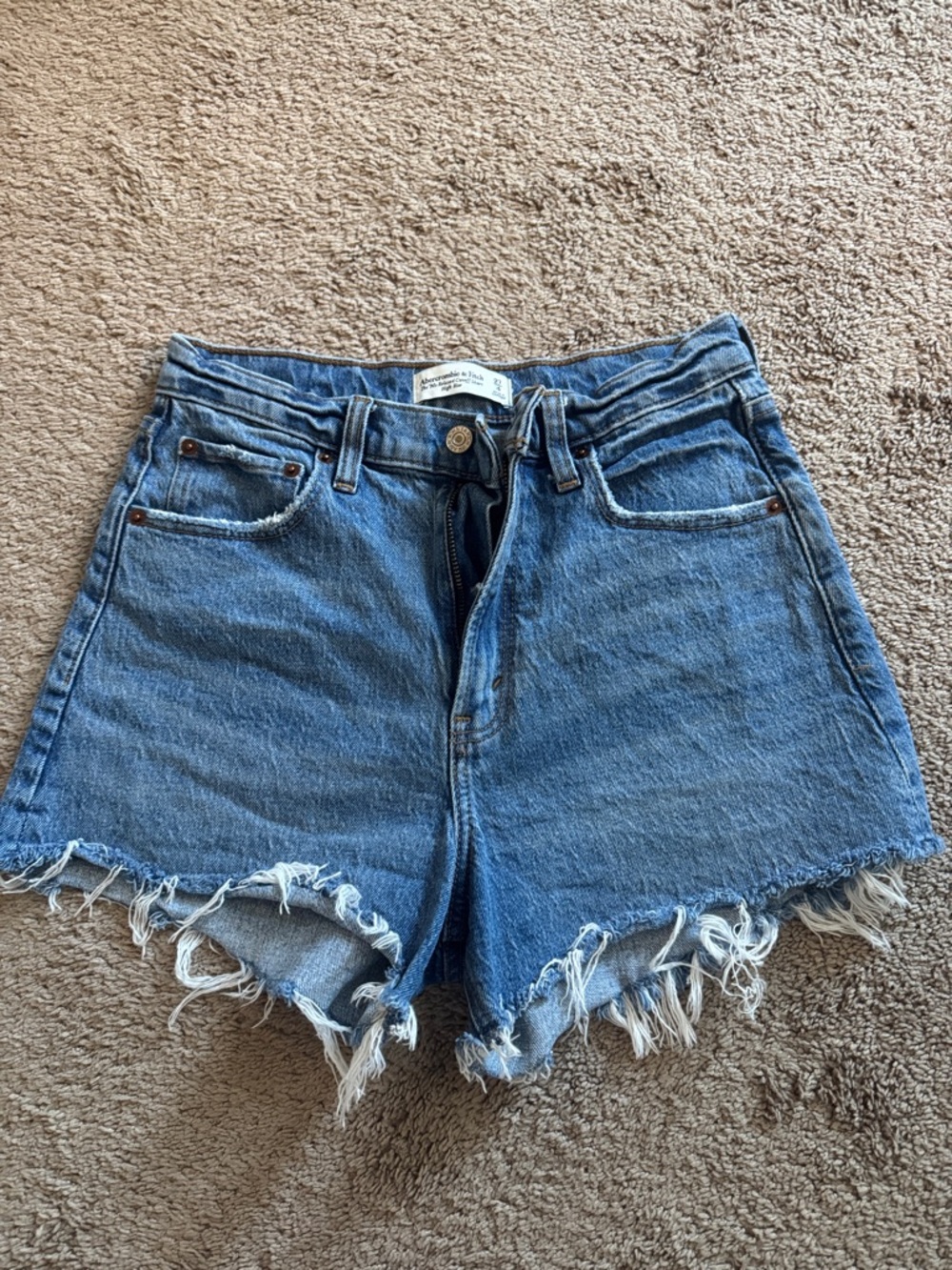 Abercrombie & Fitch Distressed High-Rise Denim Shorts - 90s Relaxed High Rise